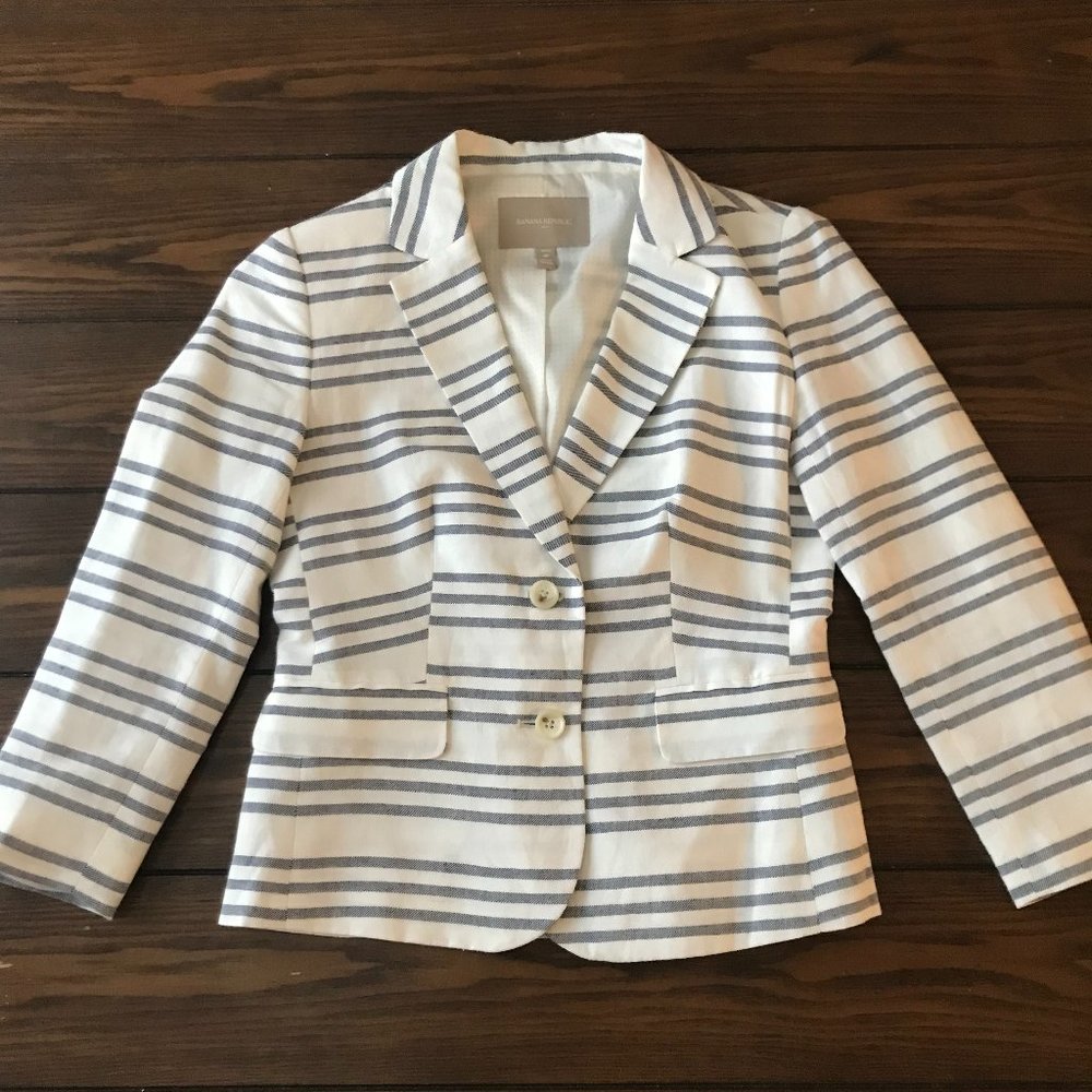 Banana Republic Striped Linen Blazer